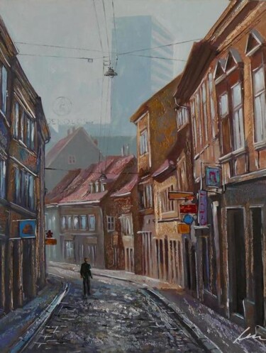 Pittura intitolato "Zagreb street acryl…" da Filip Petrovic, Opera d'arte originale, Acrilico