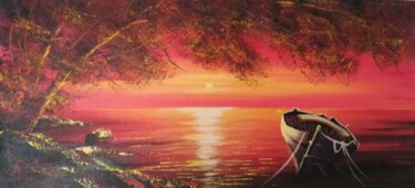 Malerei mit dem Titel "Beach sunset acryli…" von Filip Petrovic, Original-Kunstwerk, Acryl