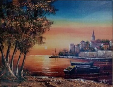 Peinture intitulée "Sunset in Krk islan…" par Filip Petrovic, Œuvre d'art originale, Acrylique