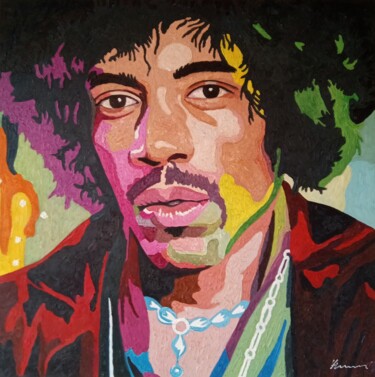 Pittura intitolato "Jimi Hendrix acryli…" da Filip Petrovic, Opera d'arte originale, Acrilico