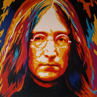 Pittura intitolato "John Lennon acrylic…" da Filip Petrovic, Opera d'arte originale, Acrilico