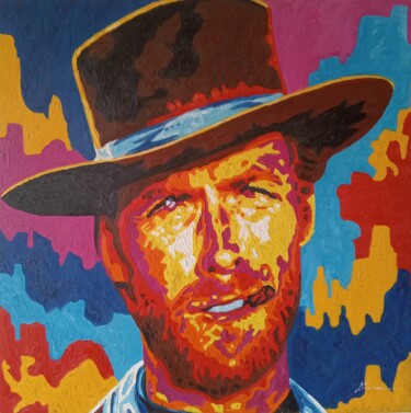 Painting titled "Clint Eastwood acry…" by Filip Petrovic, Original Artwork, Acrylic