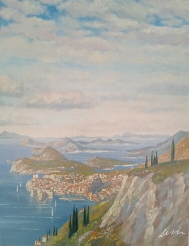 Schilderij getiteld "Dubrovnik Landscape…" door Filip Petrovic, Origineel Kunstwerk, Acryl