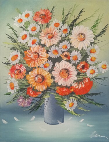 Картина под названием "Colorful flowers in…" - Filip Petrovic, Подлинное произведение искусства, Акрил