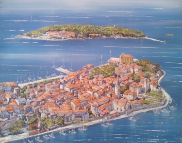 Painting titled "Poreč island Saint…" by Filip Petrovic, Original Artwork, Acrylic