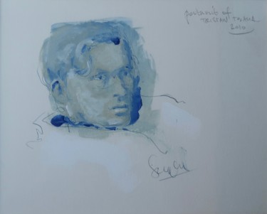 Dessin intitulée "Portrait of Tristan…" par Filip Schrooyen, Œuvre d'art originale, Aquarelle