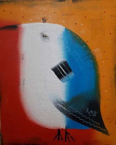 Картина под названием "Penguin" - Филипп Казак, Подлинное произведение искусства, Масло