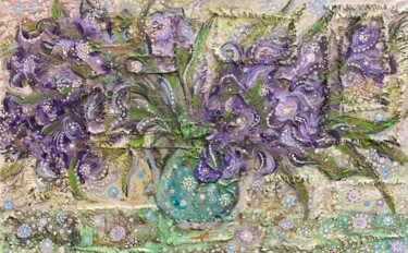 Painting titled "irises for Van Gogh" by Filipp Kazak, Original Artwork, Acrylic