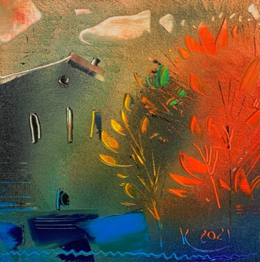 Ζωγραφική με τίτλο "Красный куст" από Филипп Казак, Αυθεντικά έργα τέχνης, Λάδι