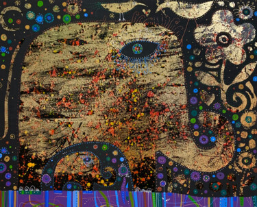 「Папа и слонёнок」というタイトルの絵画 Филипп Казакによって, オリジナルのアートワーク, アクリル ウッドストレッチャーフレームにマウント