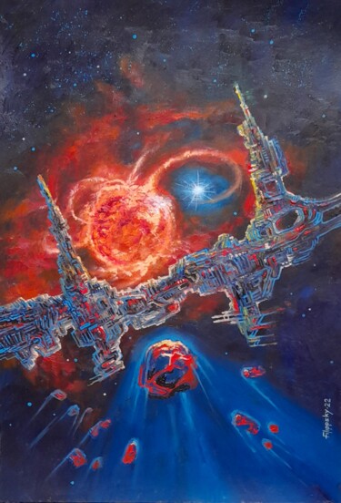 Картина под названием "Космический форпост." - Victor Filippsky, Подлинное произведение искусства, Масло