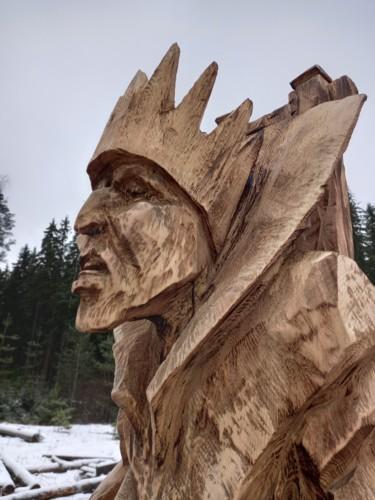 Skulptur mit dem Titel "Кащей. Резьба  бенз…" von Vladimir Filatov, Original-Kunstwerk, Holz