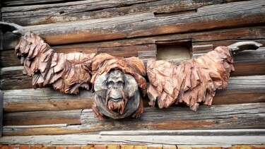 Escultura intitulada "Самолёт. Резьба по…" por Vladimir Filatov, Obras de arte originais, Madeira