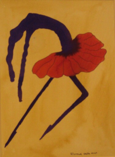 Painting titled "Bailarina Flor" by Filomena Gago Da Silva, Original Artwork, Watercolor Mounted on Wood Stretcher frame