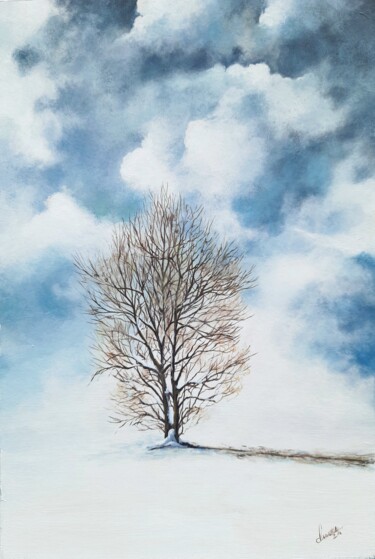 Malerei mit dem Titel "Ice blue sky and a…" von Fineartderya, Original-Kunstwerk, Acryl