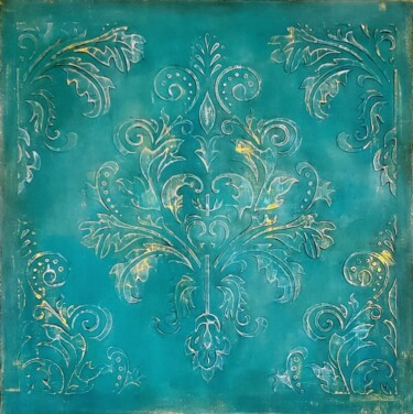 Painting titled "Rustic Turquoise Pa…" by Fineartderya, Original Artwork, Acrylic