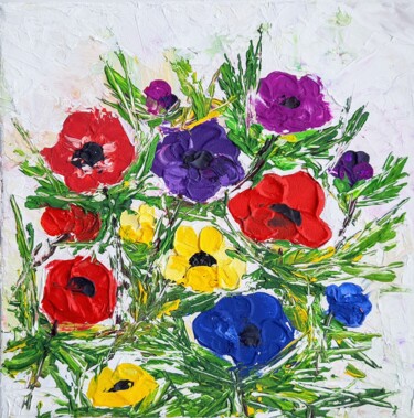 Painting titled "Anemone Flowers Ìmp…" by Fineartderya, Original Artwork, Acrylic