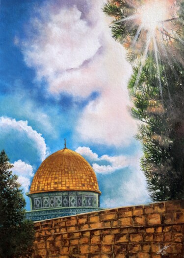 Картина под названием "Jerusalem painting" - Fineartderya, Подлинное произведение искусства, Акрил