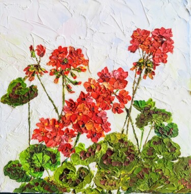 Картина под названием "Geranium Oil Painti…" - Fineartderya, Подлинное произведение искусства, Масло