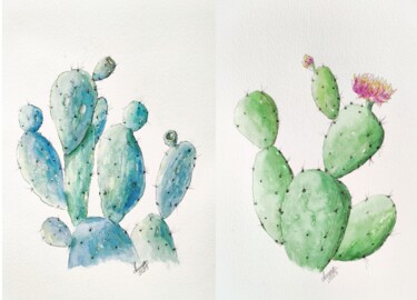 Dessin intitulée "Watercolor Desert p…" par Fineartderya, Œuvre d'art originale, Aquarelle