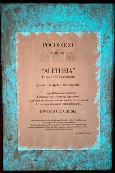 Printmaking titled "Presentazione Aléth…" by Finestrelle Film Production, Original Artwork, Digital Print Mounted on Wood Pa…