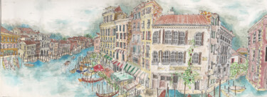 Disegno intitolato "Venise, panorama de…" da Studio Figi, Opera d'arte originale, Acquarello