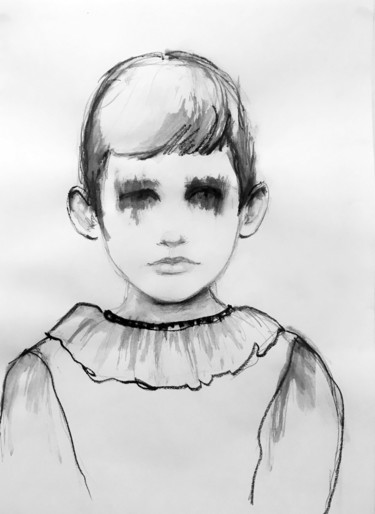 Malerei mit dem Titel "Little girl with at…" von Fiona Maclean, Original-Kunstwerk, Gouache