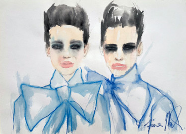 Painting titled "Blue Belles" by Fiona Maclean, Original Artwork, Watercolor