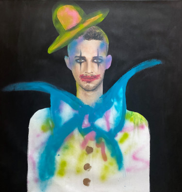 Malerei mit dem Titel "The clown" von Fiona Maclean, Original-Kunstwerk, Öl