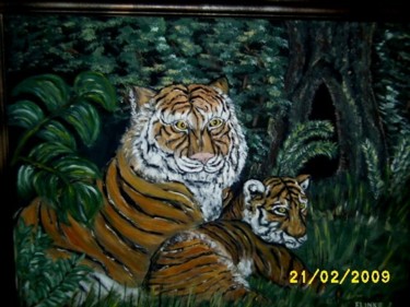 Peinture intitulée "Life in the jungle" par Frieda Linke, Œuvre d'art originale