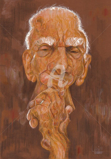 Drawing titled "Caricatura Ariano S…" by Flávio Miranda, Original Artwork, Chalk