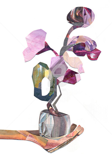 Collages intitulée "STYLIZED ORCHID ART…" par Flávio Miranda, Œuvre d'art originale, Collages