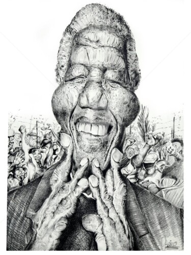 「Caricatura Madiba」というタイトルの描画 Flávio Mirandaによって, オリジナルのアートワーク, その他