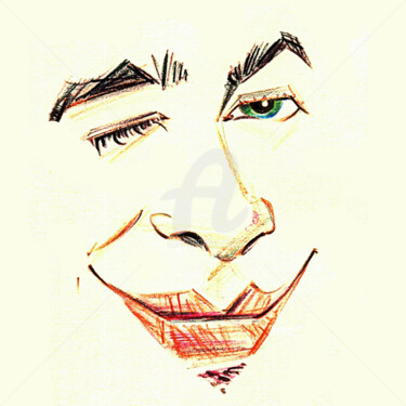 Drawing titled "Male Wink" by Flávio Miranda, Original Artwork, Pencil