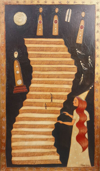 "La Fée des dimensio…" başlıklı Tablo Fleur Claireux tarafından, Orijinal sanat, Akrilik Ahşap panel üzerine monte edilmiş