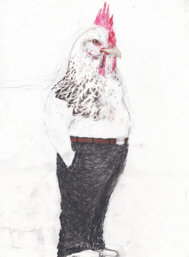 Рисунок под названием "Roosterman" - Fleur Elise Noble, Подлинное произведение искусства, Карандаш