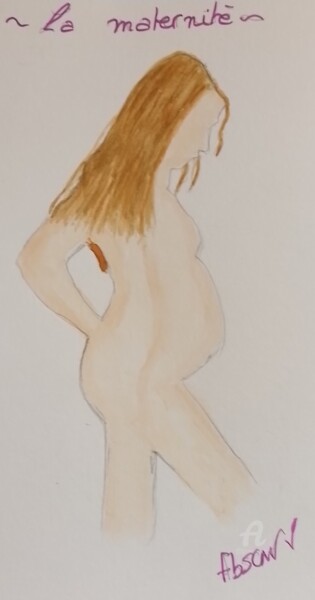 「la maternité」というタイトルの描画 Fbscnvによって, オリジナルのアートワーク, 鉛筆