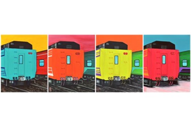 「SERIAL TRAIN : Glac…」というタイトルの絵画 Flo.Lysineによって, オリジナルのアートワーク, アクリル ウッドストレッチャーフレームにマウント