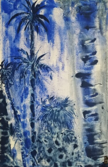 Peinture intitulée "Indigo Blues 3" par Flo.Lysine, Œuvre d'art originale, Pigments Monté sur Châssis en bois