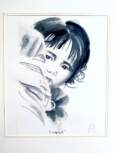 绘画 标题为“Portrait enfant aqu…” 由Florence Mignot, 原创艺术品, 水彩