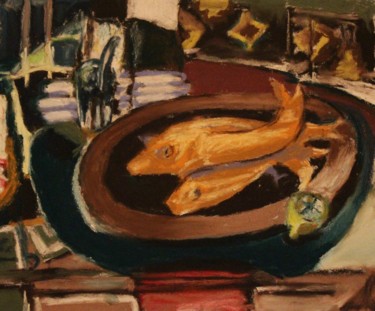 Disegno intitolato "Hommage à Braque" da Anne Flora De Negroni, Opera d'arte originale, Pastello