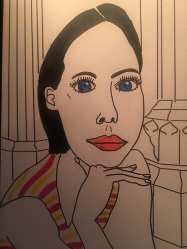 Drawing titled "Femme 266" by Florence Aubry, Original Artwork, Marker