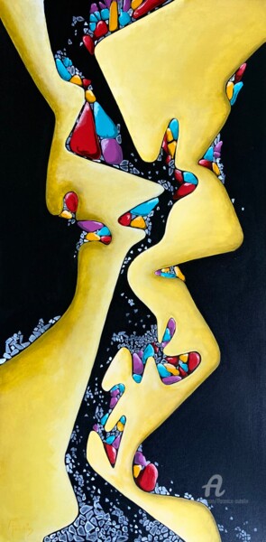 Painting titled "CONFIDENCE" by Florence Autelin, Original Artwork, Acrylic Mounted on Wood Stretcher frame