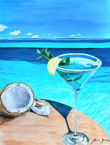 Картина под названием "Blue Lagoon" - Florence Giraud, Подлинное произведение искусства, Акрил