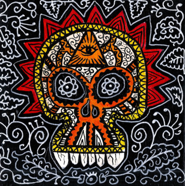 Painting titled "Tête de mort : Skul…" by Florence H, Original Artwork, Acrylic