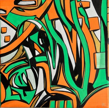 Schilderij getiteld "Orange is The New G…" door Florence Laffont, Origineel Kunstwerk, Marker Gemonteerd op Andere stijve pa…