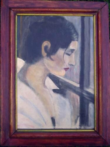 Peinture intitulée "femme à la fenêtre 1" par Florence Marion, Œuvre d'art originale, Acrylique