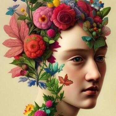 Цифровое искусство под названием "The face of Spring…" - Florence Oulhiou, Подлинное произведение искусства, Изображение, сг…