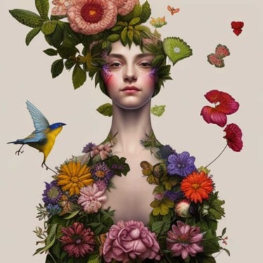 Arte digitale intitolato "The face of Spring…" da Florence Oulhiou, Opera d'arte originale, Immagine generata dall'IA