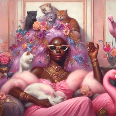 Цифровое искусство под названием "Cat woman" - Florence Oulhiou, Подлинное произведение искусства, Изображение, сгенерирован…